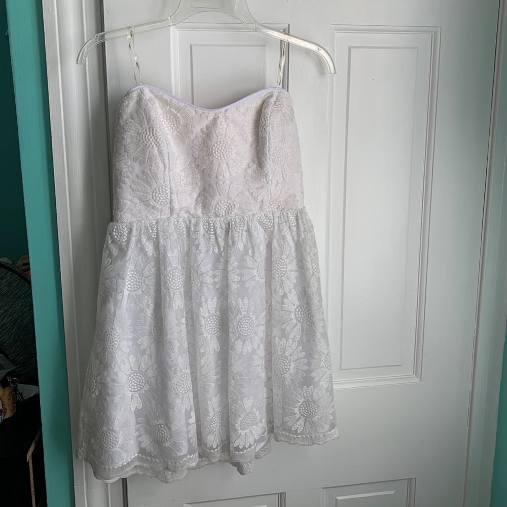 Strapless Sunflower Lace Dress